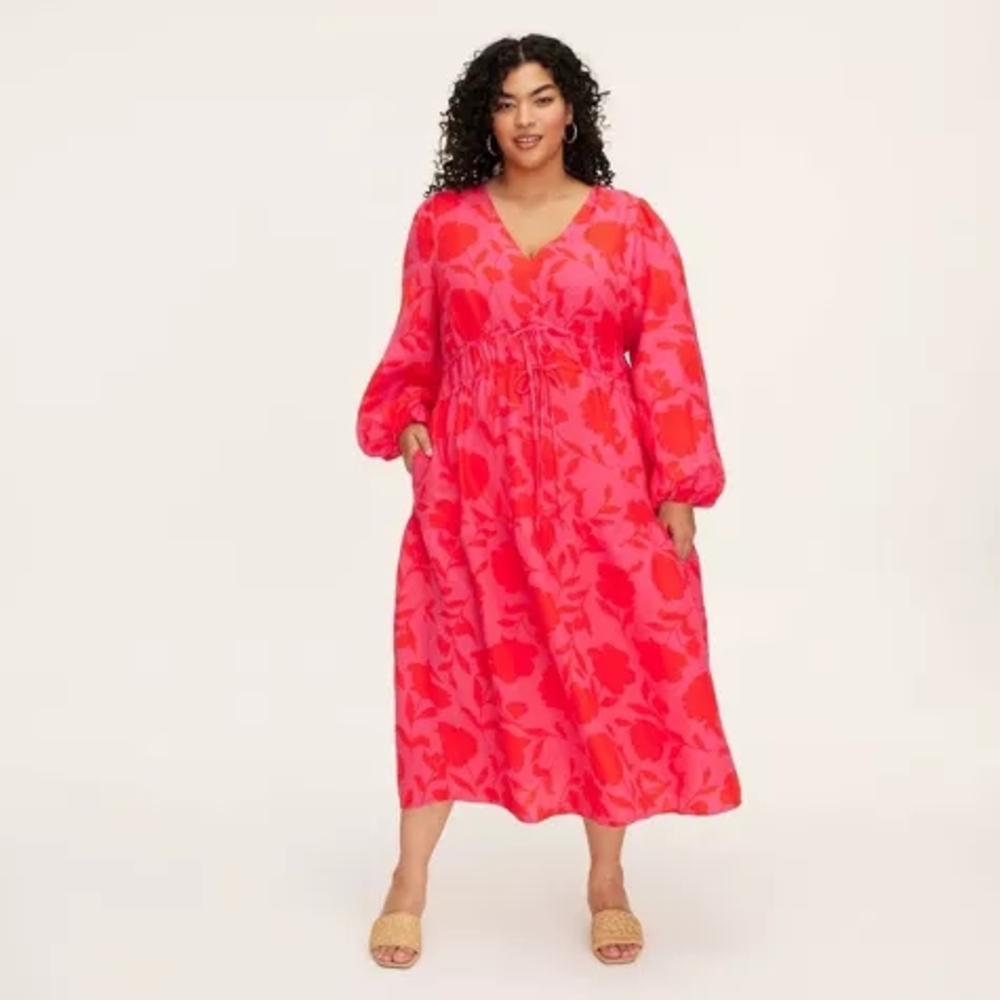 Vibrant Pink Floral Maxi Dress